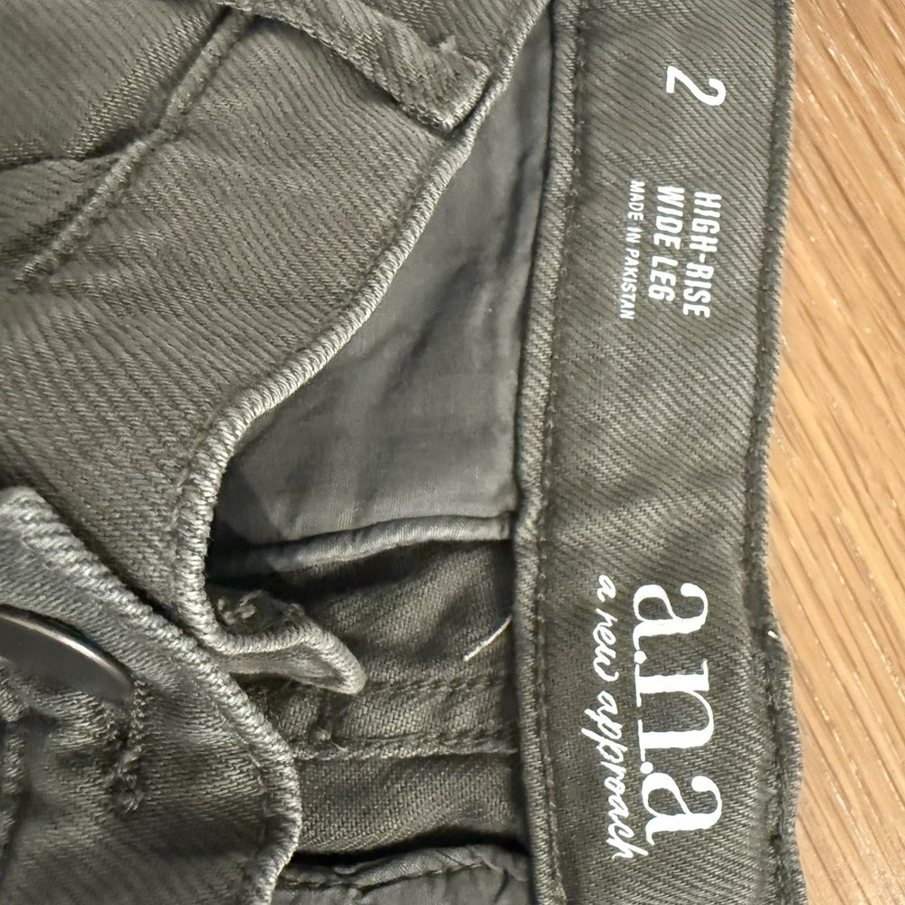 a.na. High Rise Wide Leg Denim Jeans Women's Sz 2 Hawthorne Olive‎ Pleats NWT - Picture 7 of 7